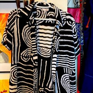 Black and white patterned button up